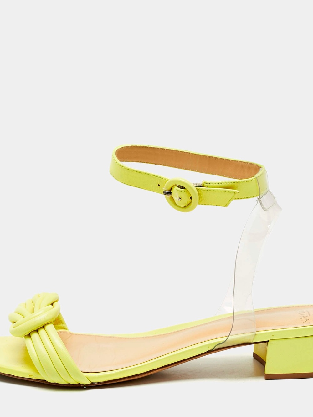 Alexandre Birman Neon Yellow Braided Toe Ankle-Strap Sandals